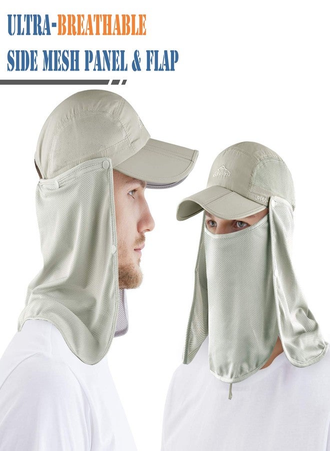 ELLEWIN Outdoor Fishing Flap Hat UPF50 Sun Cap Removable Mesh Face Neck Cover, D-khaki/ Mesh Neck Cover, M-L-XL - Image 4