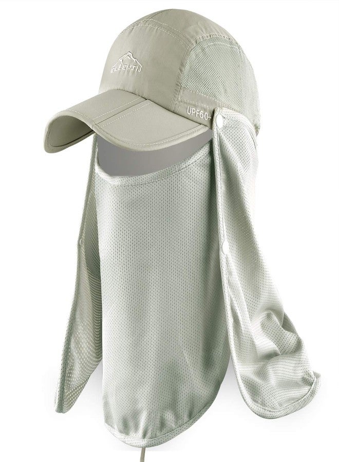 ELLEWIN Outdoor Fishing Flap Hat UPF50 Sun Cap Removable Mesh Face Neck Cover, D-khaki/ Mesh Neck Cover, M-L-XL - Image 1