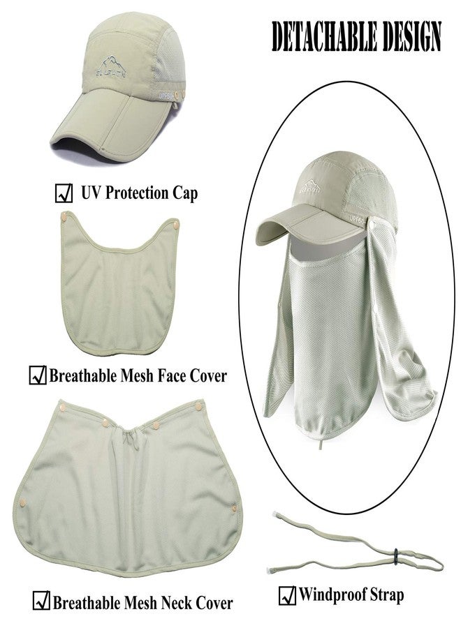ELLEWIN Outdoor Fishing Flap Hat UPF50 Sun Cap Removable Mesh Face Neck Cover, D-khaki/ Mesh Neck Cover, M-L-XL - Image 3