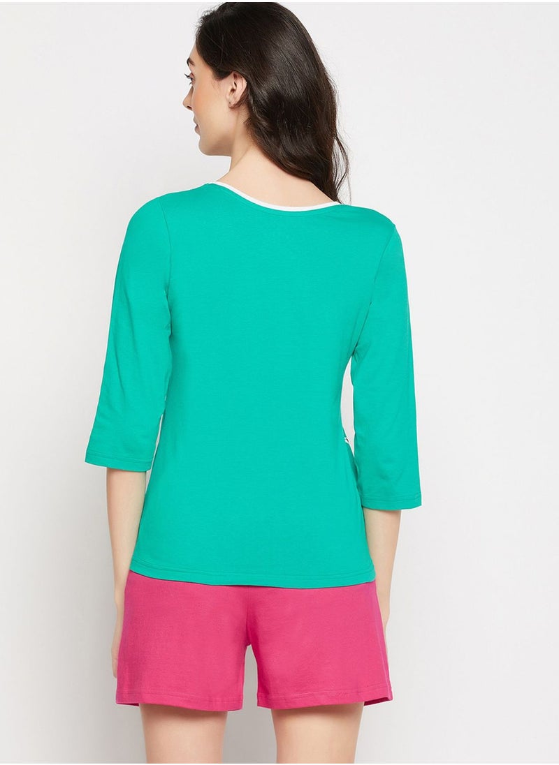 Clovia - Graphic T-Shirt & Shorts Set - Image 1