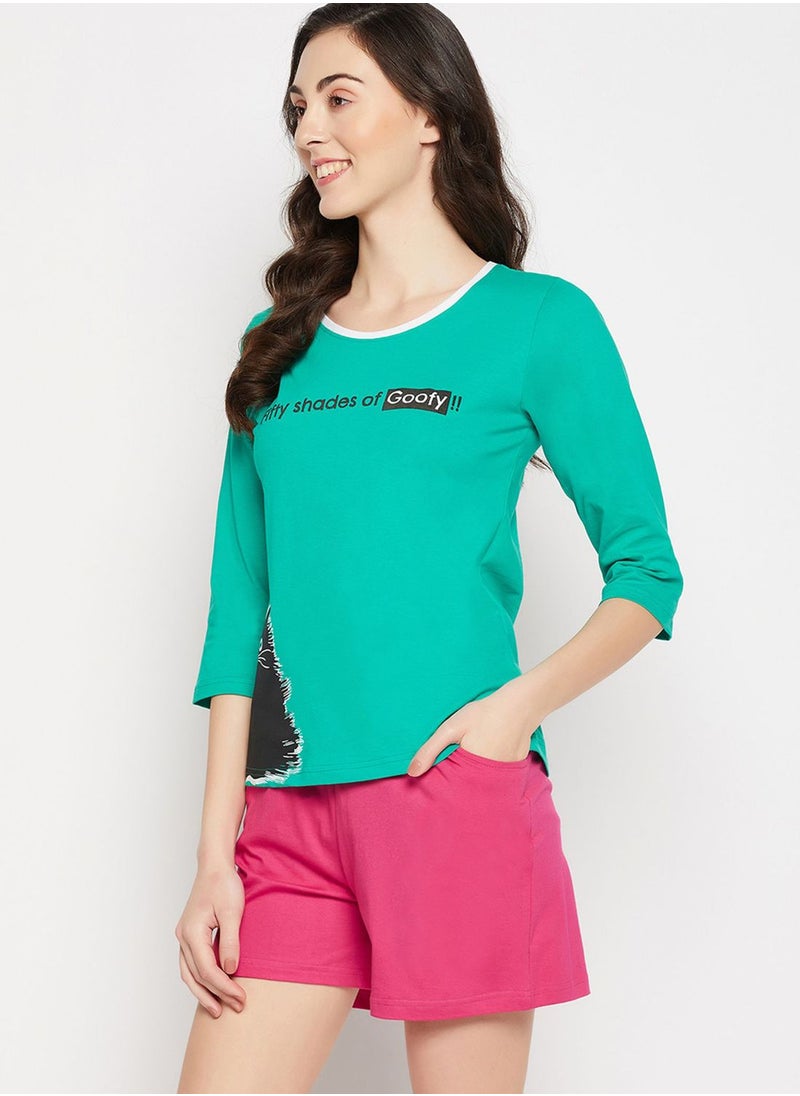 Clovia - Graphic T-Shirt & Shorts Set - Image 1