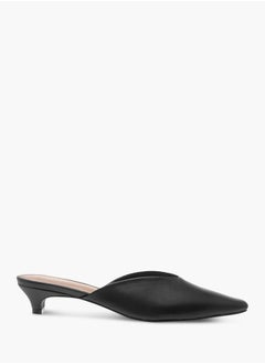 Celeste Women's Solid Pointed Toe Slip-On Mules with Kitten Heels  - Image 3