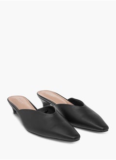 Celeste Women's Solid Pointed Toe Slip-On Mules with Kitten Heels  - Image 1