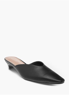 Celeste Women's Solid Pointed Toe Slip-On Mules with Kitten Heels  - Image 2