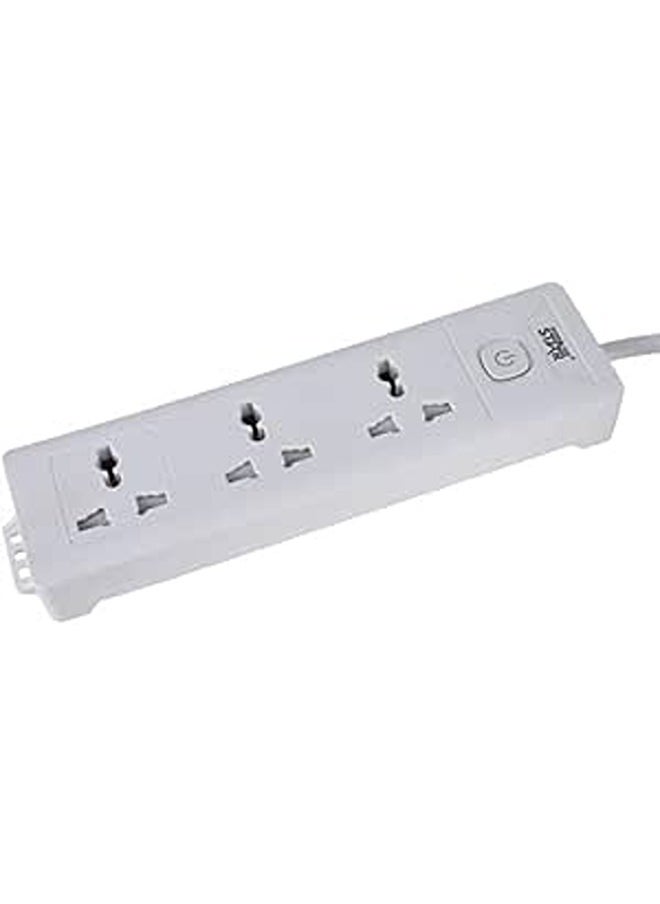 Winning Star Winning Star ST-4024 Multi Electrical Extension Power Plug Socket | 3-Way 1-Switch | AC 110V-250V | 2500W | 3m Copper Wire | PP Flame Retardant Material | BS Plug | White 