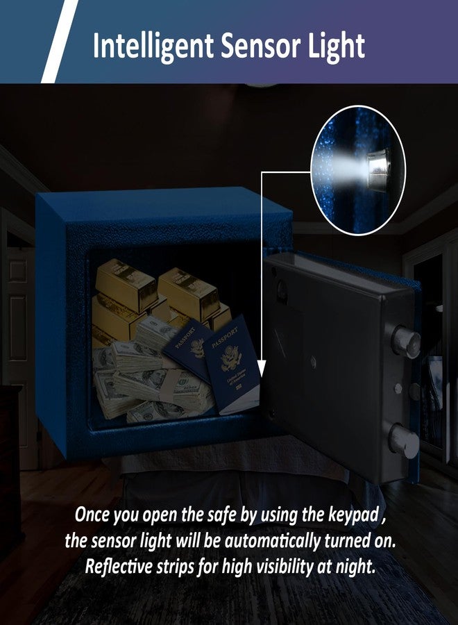 Voncabay Money Safe Box for Home with Sensor Light & Fireproof Security Safe Box for Money Safe with Keys & Pass Code, Lock Box Fireproof Safe with Digital Keypad Blue - Image 4