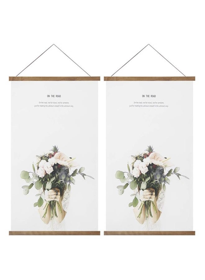 Miaowater 2 Pack Magnetic Poster Frame Hanger,36x24 36x48 36x12 Light Wood Wooden Frames Hangers for Photo Picture Art Canvas Print Artwork Wall Hanging Teak Wood 36'' - Image 1