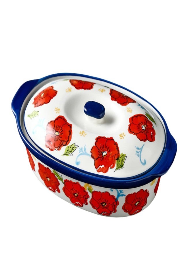TUSIMI Oval Ceramic Casserole Dish with Lid,40oz Covered Baking Dish,Deep Casserole Cookware Bakeware for Cooking, Dinner, Home Gift,Oven Safe and Dishwash Safe - Image 1