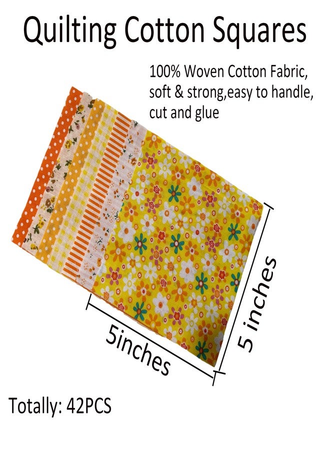 Litboom 42PCS Quilting Cotton Fabric Squares, Floral Pattern 5x5 Inch Pre-Cut Bundle, 100% Woven Cotton, Multicolor Patchwork for DIY Sewing, Crafts - Image 3