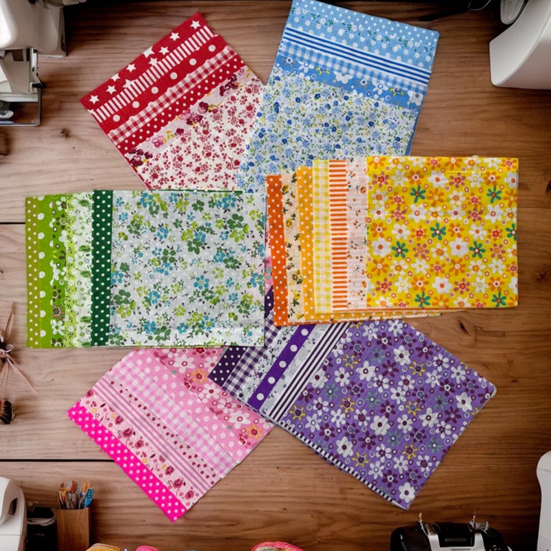 Litboom 42PCS Quilting Cotton Fabric Squares, Floral Pattern 5x5 Inch Pre-Cut Bundle, 100% Woven Cotton, Multicolor Patchwork for DIY Sewing, Crafts - Image 1