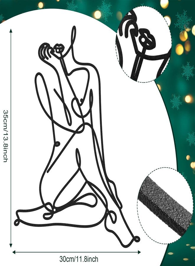 LEIFIDE Metal Wall Art - Female Wire Decor, Abstract Style for Bedroom, Bathroom, Living Room, 13.8 x 11.8 Inch (Black) - Image 2