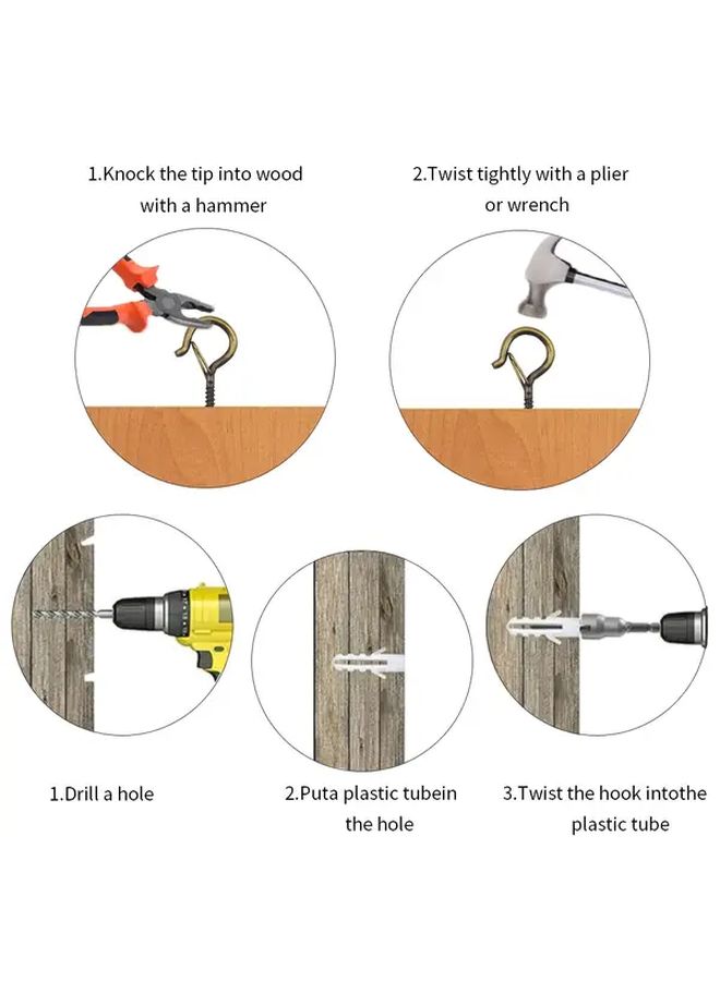 23 Black Heavy Duty Q Type Screw Hooks With Lock 23 Pcs for String Lights Indoor Outdoor Rust Proof - Image 3