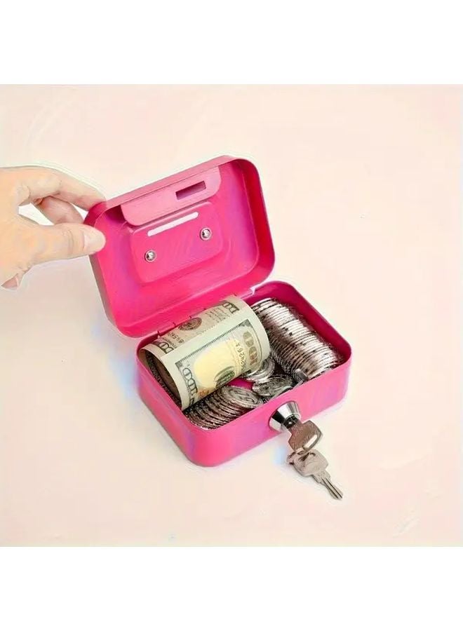 Black Metal Key Lock Storage Box Cash Safe Money Saving For Business 4 5x3 8x2 3 Inch - Image 5