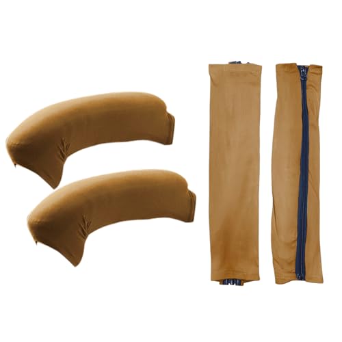 HOKIPO 'SereneSolids' 140 GSM Armrest Covers for Office Chair (Zipper Style), 1 Pair, Camel (AR-5934-CML) - Image 1