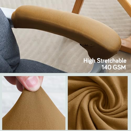 HOKIPO 'SereneSolids' 140 GSM Armrest Covers for Office Chair (Zipper Style), 1 Pair, Camel (AR-5934-CML) - Image 5