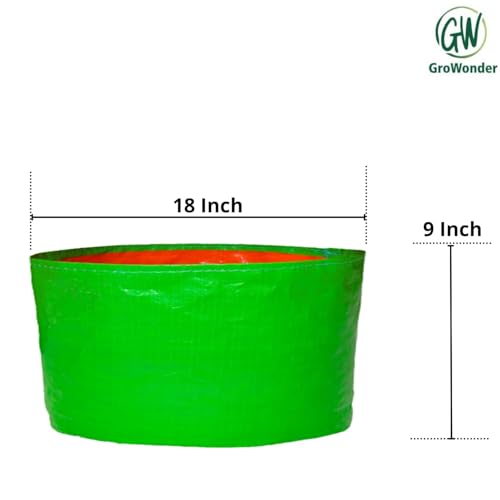 GroWonder Plant Grow Bags 18X9 inches, Terrace Gardening Vegetable Planting Pots, Woven Fabric Leafy Fruits Growing Containers-Pack of 2 - Image 4