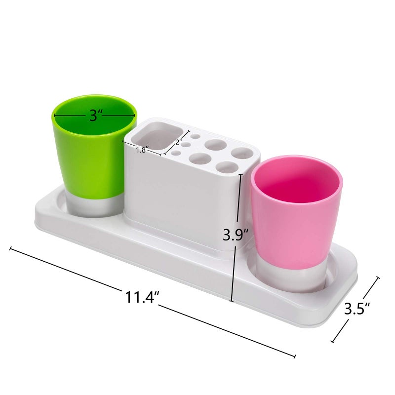 Aebeky Bathroom Toothbrush Holder Stand Organizer with Rinsing Cups(2 Cups) - Image 3