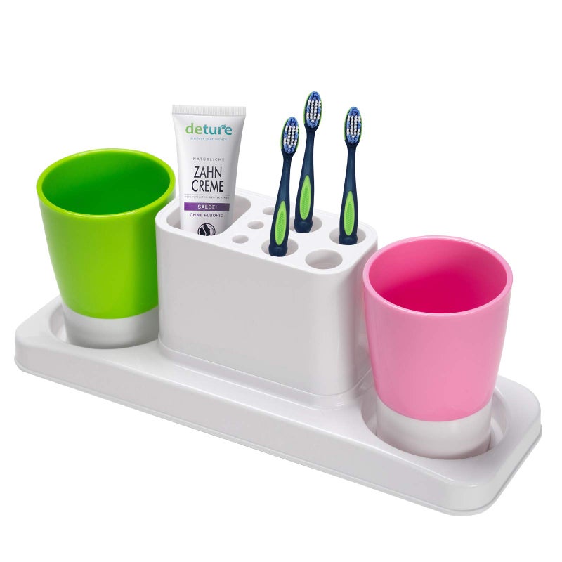 Aebeky Bathroom Toothbrush Holder Stand Organizer with Rinsing Cups(2 Cups) - Image 1