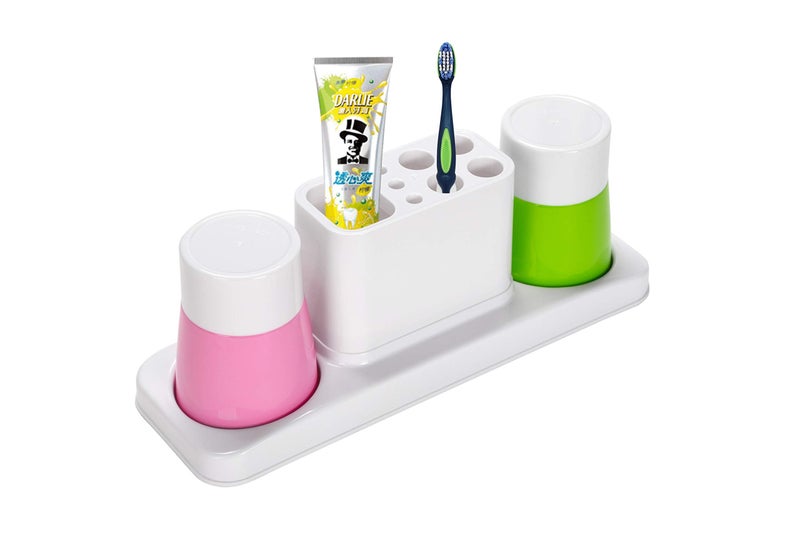 Aebeky Bathroom Toothbrush Holder Stand Organizer with Rinsing Cups(2 Cups) - Image 5