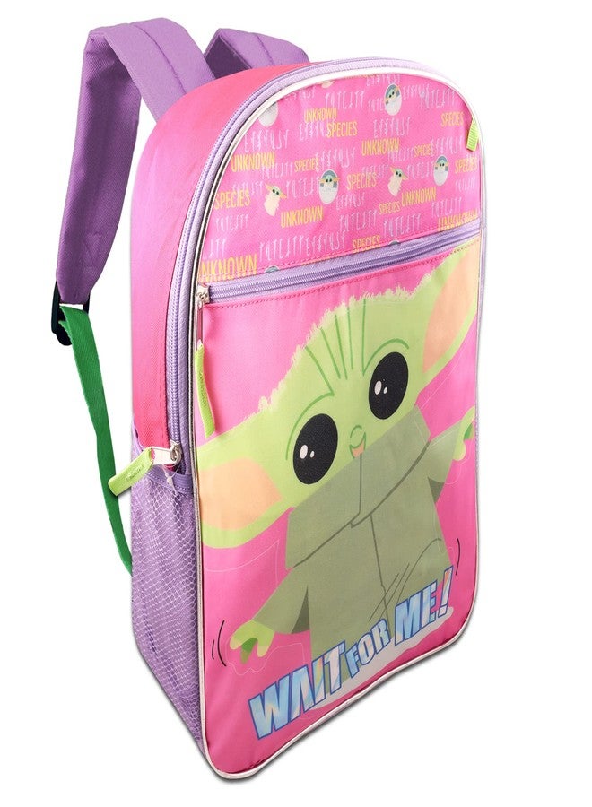 Fast Forward Baby Yoda Backpack with Lunch Box for Girls Set - Bundle with Baby Yoda Backpack, Baby Yoda Lunch Bag, Water Bottle, Stickers, Keychain, More | Star Wars Backpack for Girls - Image 2
