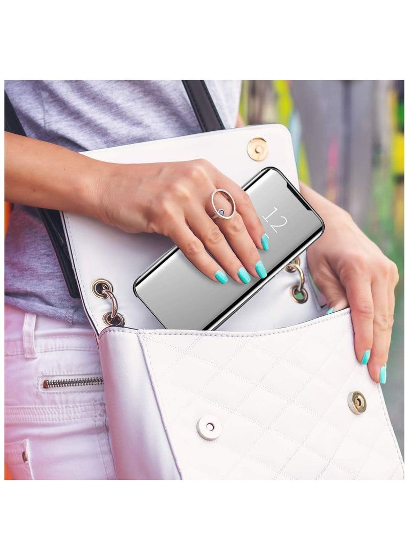 For Samsung Galaxy S21 FE (5G) Clear View Flip Case , Without Sensor , Stand Watching Position , Mirror Full Protection Cover Compatible With Samsung Galaxy S21FE (5G) (6.4’) (Silver)