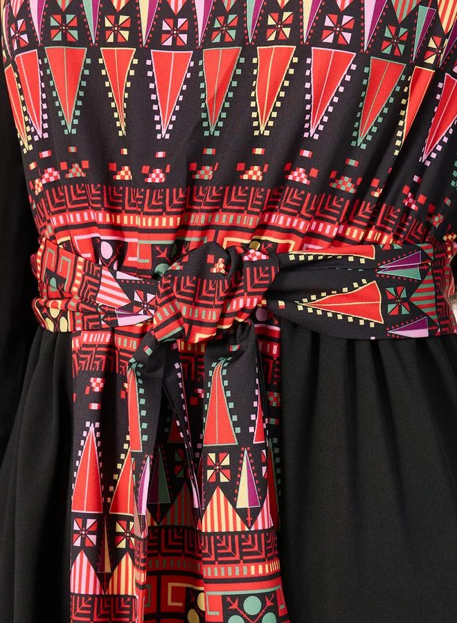 Take Two Maxi Jalabiya with Printed Pattern by Styli