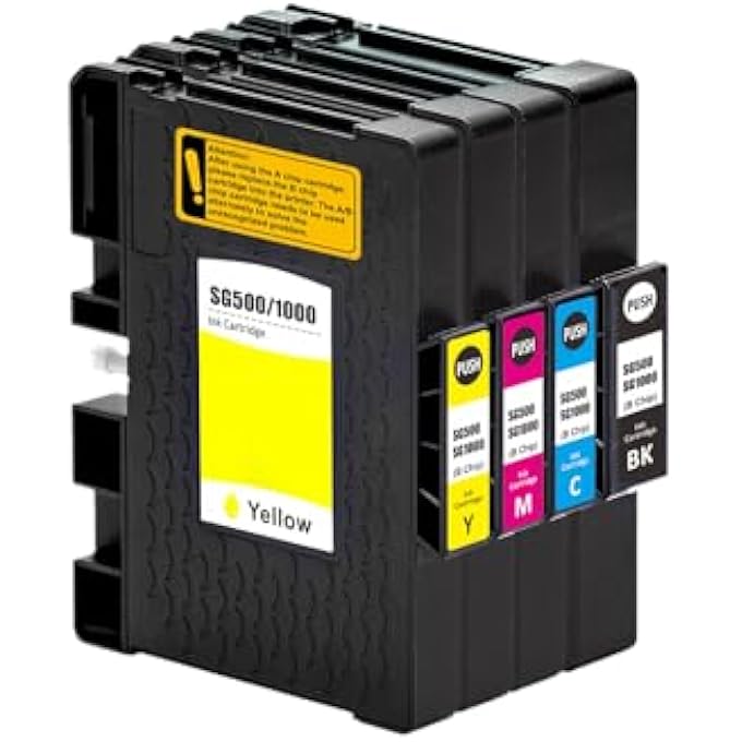 3.9.0 SG500 SG1000 SUBLIMATION INK CARTRIDGE COMPATIBLE FOR SAWGRASS VIRTUOSO SG500 SG1000 PRINTER(1 BLACK, 1 CYAN, 1 MAGENTA, 1 YELLOW, 4-PACK)