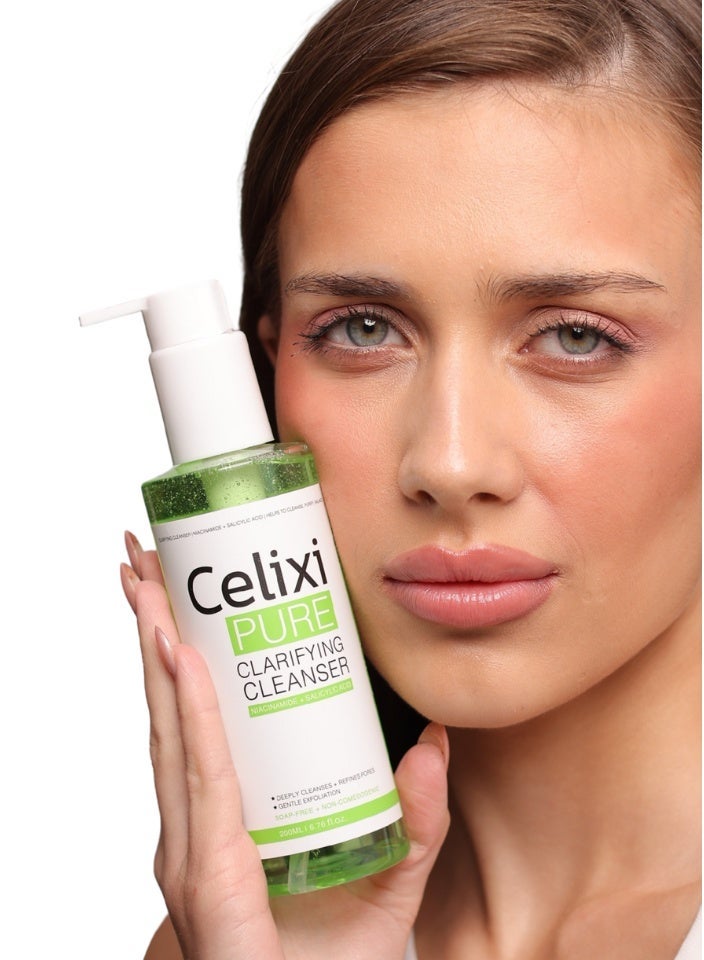 Celixi® PURE USA – Facial Cleanser with Niacinamide & Salicylic Acid – Deep Cleansing & Pore Refining – Oil Control, Acne & Blackhead Care – Brightening & Even Skin Tone – For Oily & Acne-Prone Skin – 200 ml - Image 2