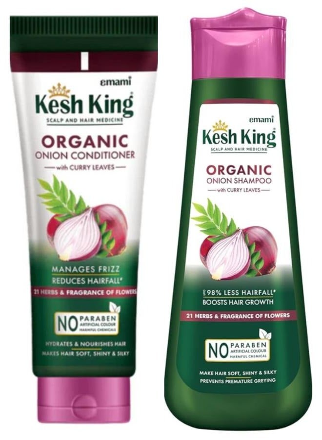 Kesh King Organic Onion Conditioner + Shampoo With Curry Leaves For Hydrated And Nourished Hair For All Hair Types Conditioner 200 ml Shampoo 300 ml 2 Pcs