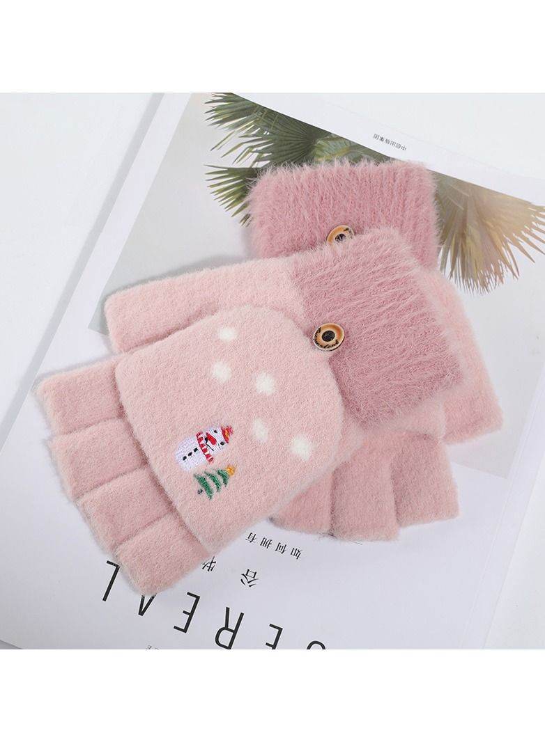 Golovejoy Women's Warm Plush Windproof And Cold Proof Lovely Gloves 