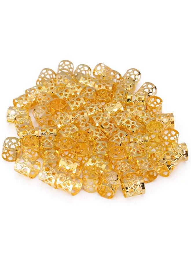 HY 200 Pcs Braid Hair Rings,Braid Metal Cuff Ornaments Love Style Braid Ring Clip Hair Braid Beads Plated Cuff Clip For Synthetic Crochet Braiding Hair Decoration Accessories(Gold, Silver） - Image 2