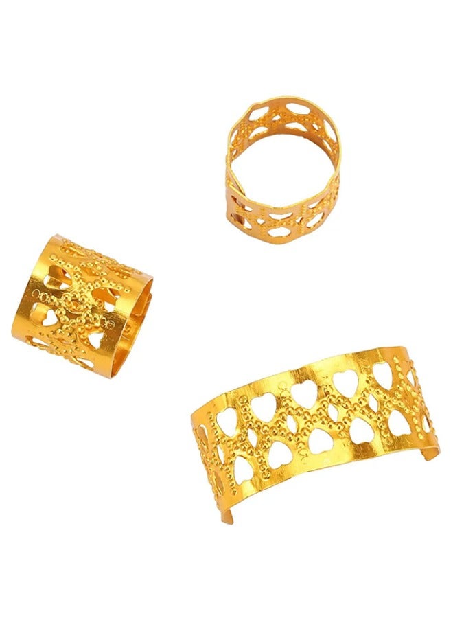 HY 200 Pcs Braid Hair Rings,Braid Metal Cuff Ornaments Love Style Braid Ring Clip Hair Braid Beads Plated Cuff Clip For Synthetic Crochet Braiding Hair Decoration Accessories(Gold, Silver） - Image 5