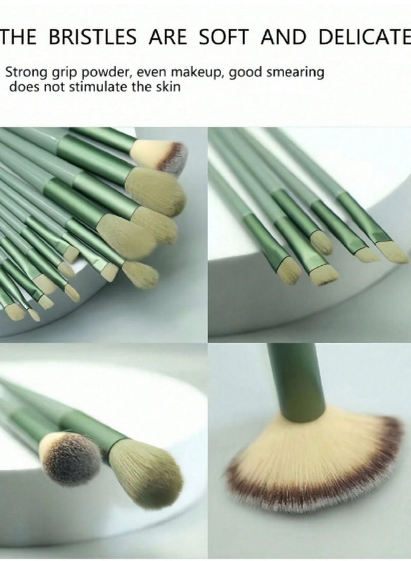 Generic 13-Piece Green & Grey Makeup Brush Set – Elegant, Soft Bristles for Professional & Daily Use  - Image 5