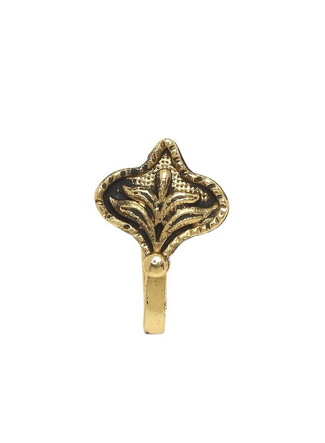 fabula by OOMPH Jewellery Antique Gold Stones & Pearls Floral Ethnic Traditional NoseRing/Nose Pin For Women & Girls Stylish Latest - Image 1