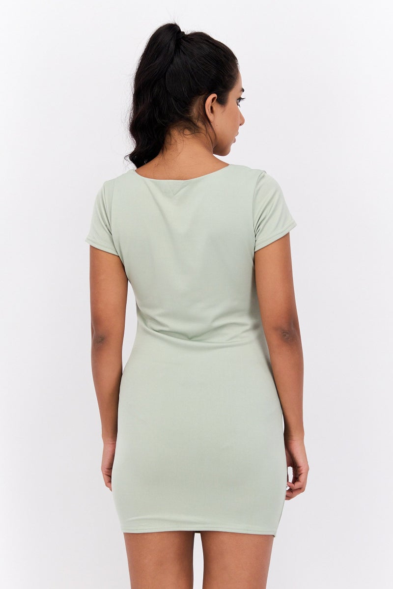 PUBLIC DESIRE Women Plain Mini Dress, Sage Green - Image 3