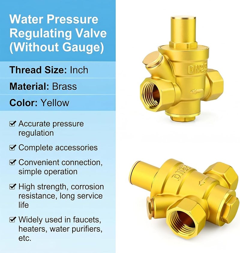 MEANLIN MEASURE MEANLIN 1 inch Brass Water Pressure regulating Valve, Pressure reducing Valve, DN25, no Gauge Type - Image 3
