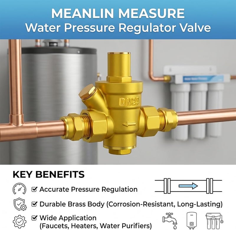 MEANLIN MEASURE MEANLIN 1 inch Brass Water Pressure regulating Valve, Pressure reducing Valve, DN25, no Gauge Type - Image 5