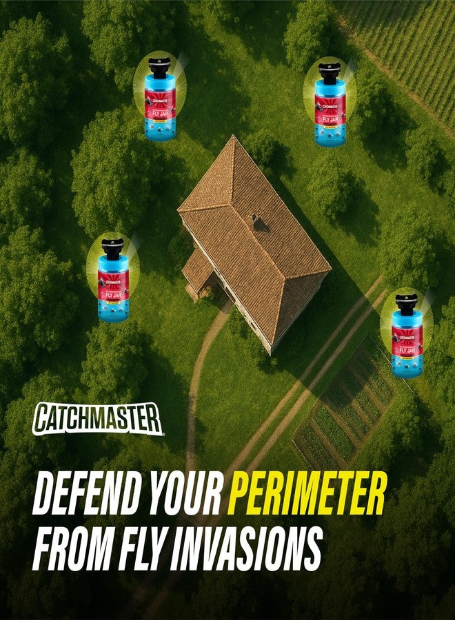 Catchmaster Outdoor Reusable Fly Traps Outdoor with Food-Based Lure Included - 1 Pesticide-Free Hanging Fly Jar - Bug Catchers for Yard, Patio & Trash - Sets Up in Seconds - Image 2