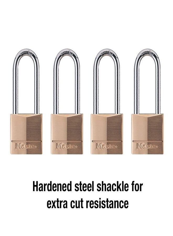 Master Lock Padlock, Solid Brass Lock, 1-9/16 in. Wide, 140QLH (Pack of 4-Keyed Alike) - Image 5