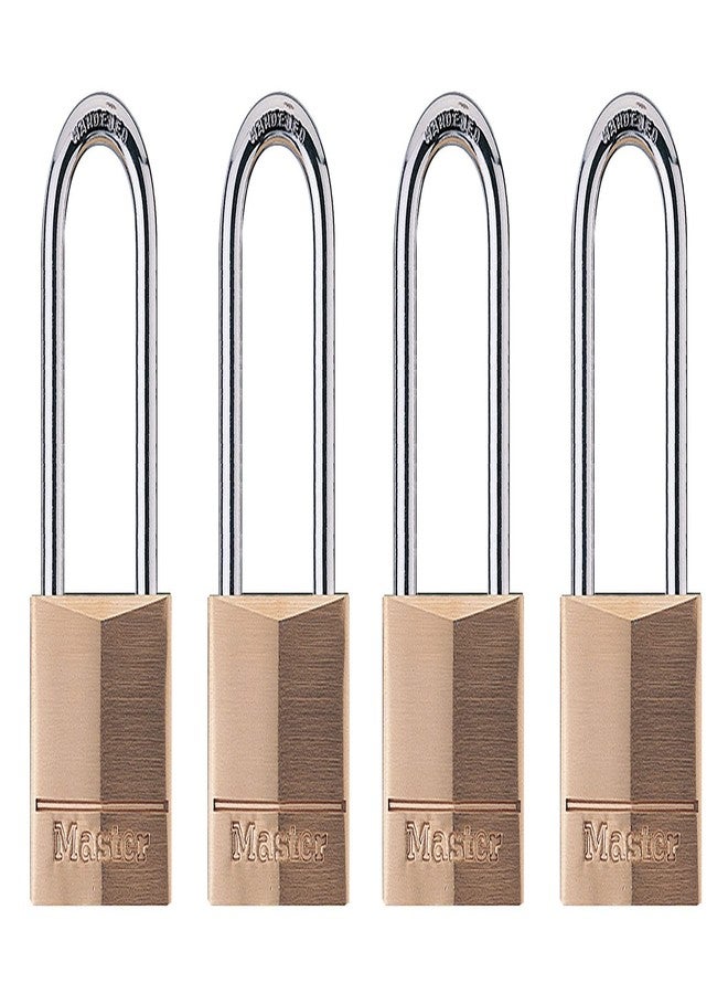 Master Lock Padlock, Solid Brass Lock, 1-9/16 in. Wide, 140QLH (Pack of 4-Keyed Alike) - Image 1