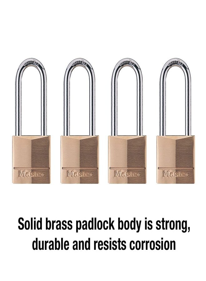 Master Lock Padlock, Solid Brass Lock, 1-9/16 in. Wide, 140QLH (Pack of 4-Keyed Alike) - Image 3