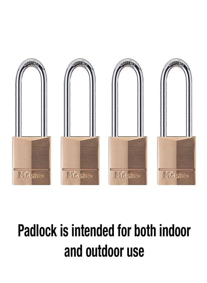 Master Lock Padlock, Solid Brass Lock, 1-9/16 in. Wide, 140QLH (Pack of 4-Keyed Alike) - Image 2