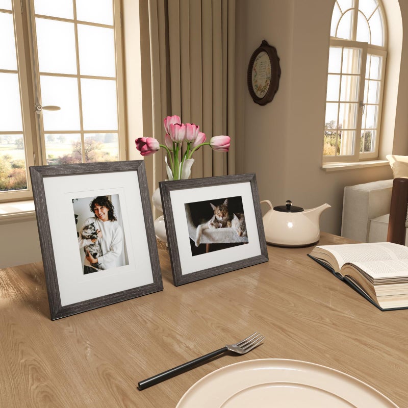 KINLINK 8x10 Picture Frames Ash Black  Wood Frames with Acrylic Plexiglass for Pictures 4x6/5x7 with Mat or 8x10 without Mat  Tabletop and Wall Mounting Display  Set of 4 - Image 5