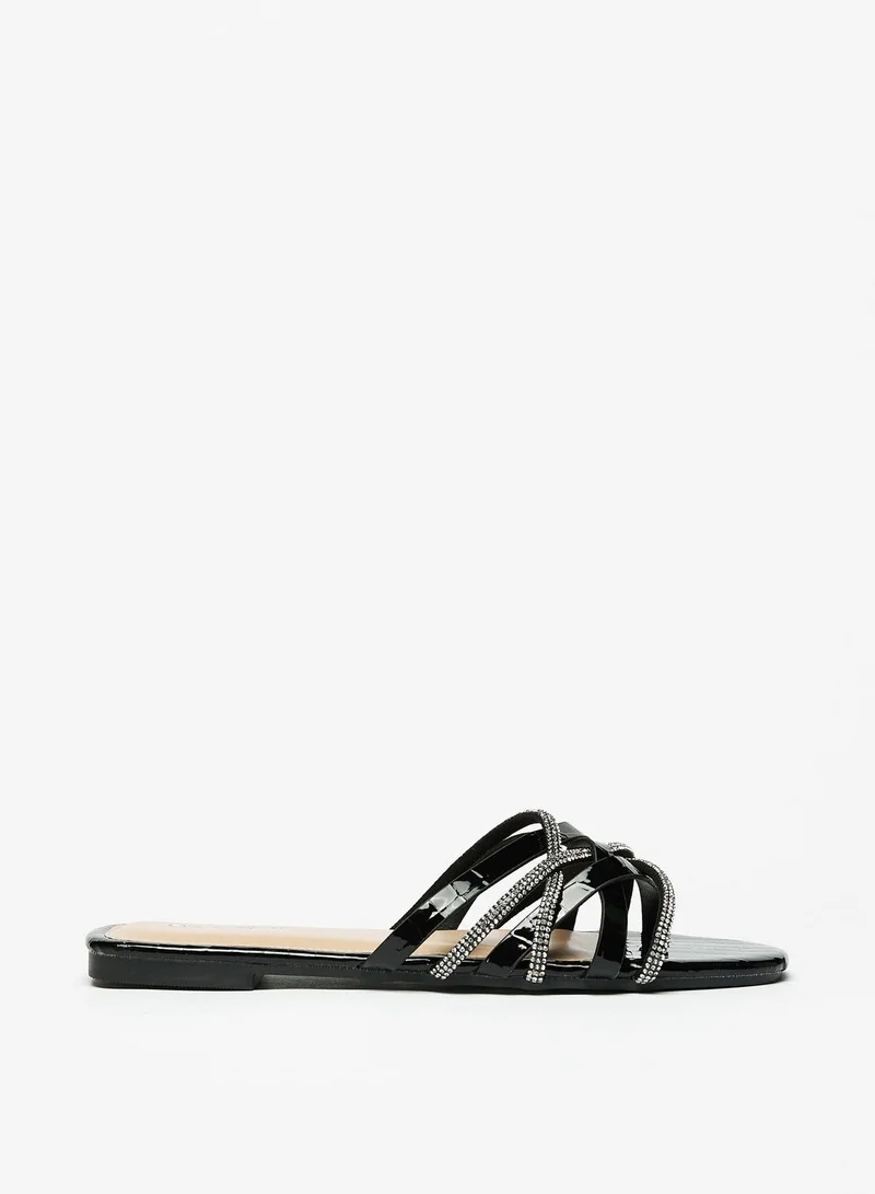 Flora Bella Embellished Cross Strap Slide Sandals