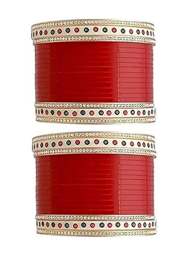 BANGLESKART طقم أساور زفاف بنجابي من الأكريليك المطلي بالذهب ومرصع بالزركونيا المكعبة للنساء والفتيات (2.4) - Image 2