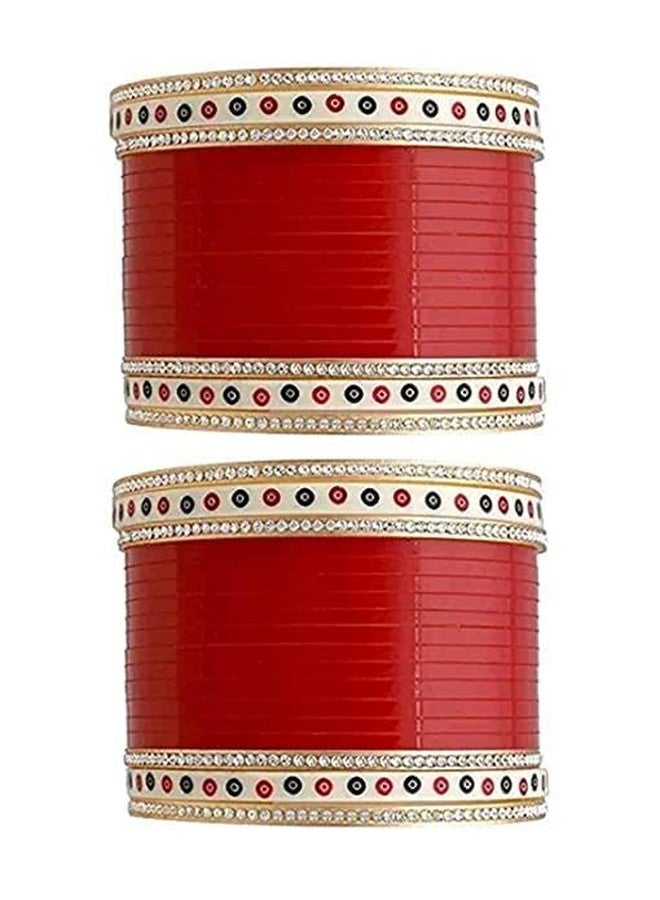 BANGLESKART طقم أساور زفاف بنجابي من الأكريليك المطلي بالذهب ومرصع بالزركونيا المكعبة للنساء والفتيات (2.4) - Image 4