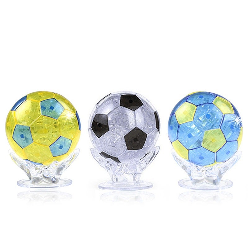 3D Crystal Puzzle, 6.5*8.5 Cm Blue Crystal Film, Educational Developmental Toy - Artistic Finished Piece, Simulated Luminous Football for Home Decor, Gift-Giving And Skill Training - Image 2