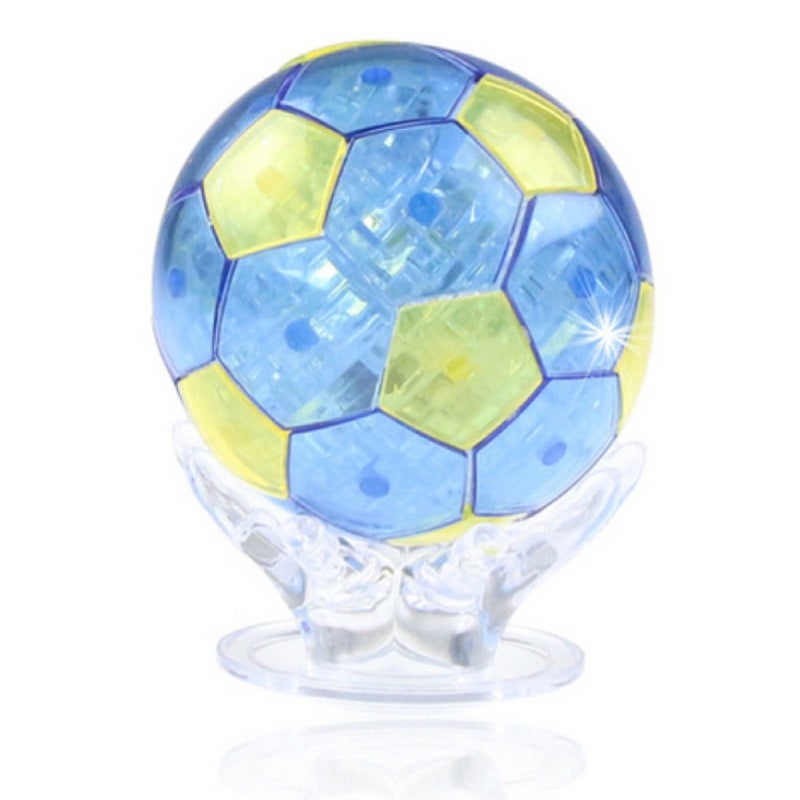 3D Crystal Puzzle, 6.5*8.5 Cm Blue Crystal Film, Educational Developmental Toy - Artistic Finished Piece, Simulated Luminous Football for Home Decor, Gift-Giving And Skill Training - Image 1