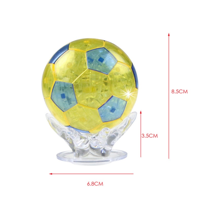 3D Crystal Puzzle, 6.5*8.5 Cm Blue Crystal Film, Educational Developmental Toy - Artistic Finished Piece, Simulated Luminous Football for Home Decor, Gift-Giving And Skill Training - Image 3