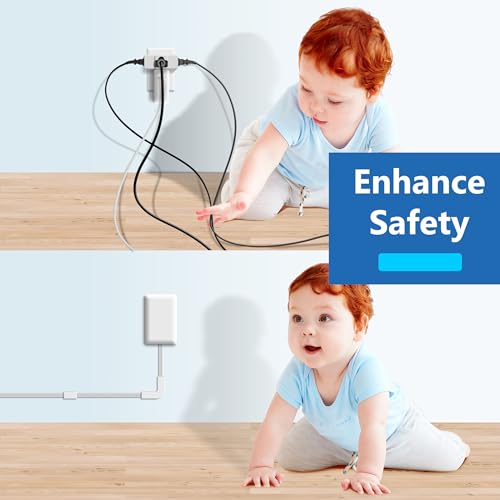 LIDER Surge Protected Outlet Extender, 4-Outlet Power Strip, 21W USB Type-A, and 2 USB Type-C Port, Ultra-Thin Wall Plate Plug with Cord Extender, Flat-Face, 5ft Cord, 1500 Joules, ETL-Listed, White - Image 4